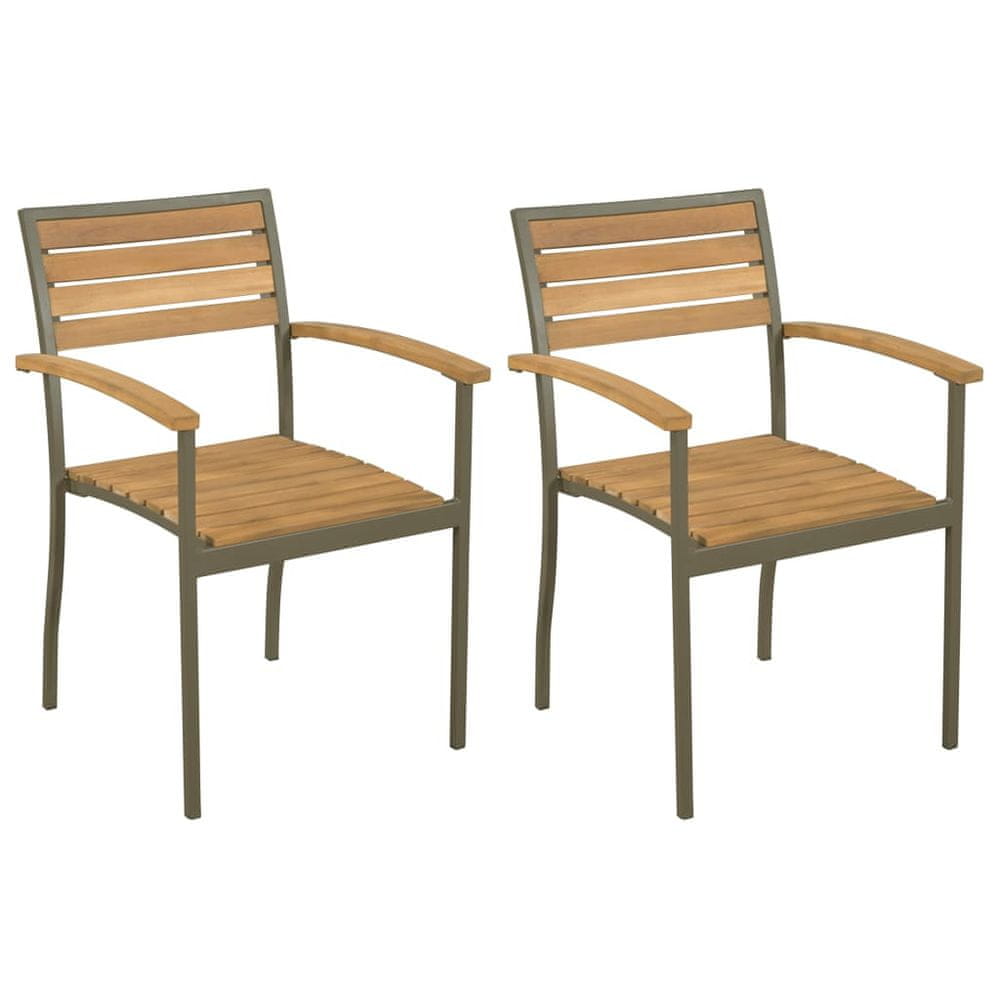 Petromila vidaXL Stohovateľné vonkajšie stoličky 2 ks, akáciový masív a oceľ